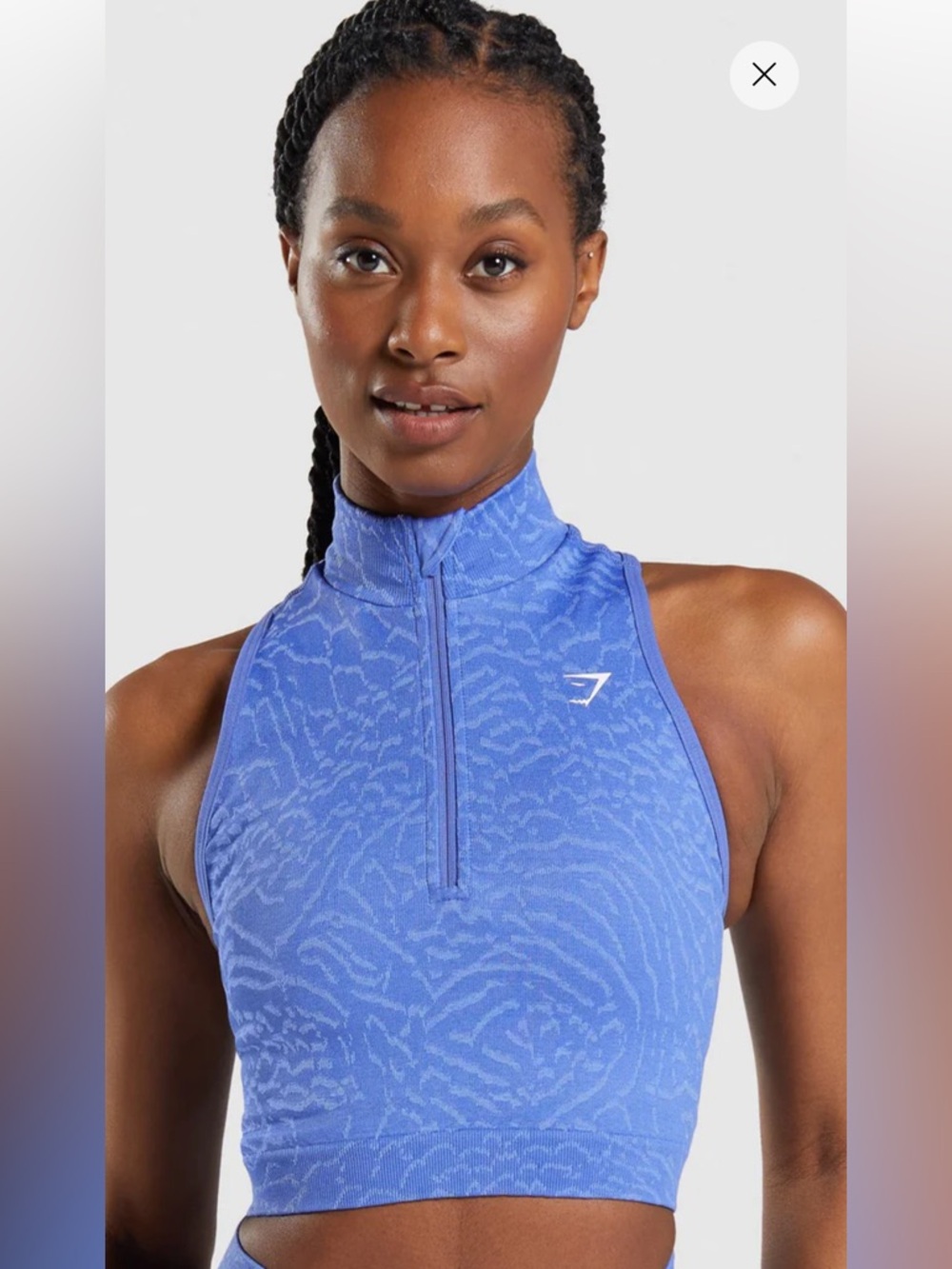 Gymshark Purple-Blue Zip Front Cropped Tank Size Medium NWOT